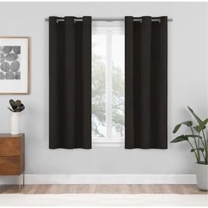 2pk 37"x63" Blackout Shadow Curtain Panels Black - Eclipse